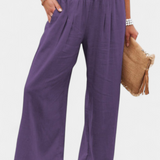 Pantalons Alexia en Coton et Lin avec Coupe Fluide et Élégance Naturelle