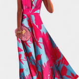 Robe Salma en A avec Imprimé Minimaliste et Col en V