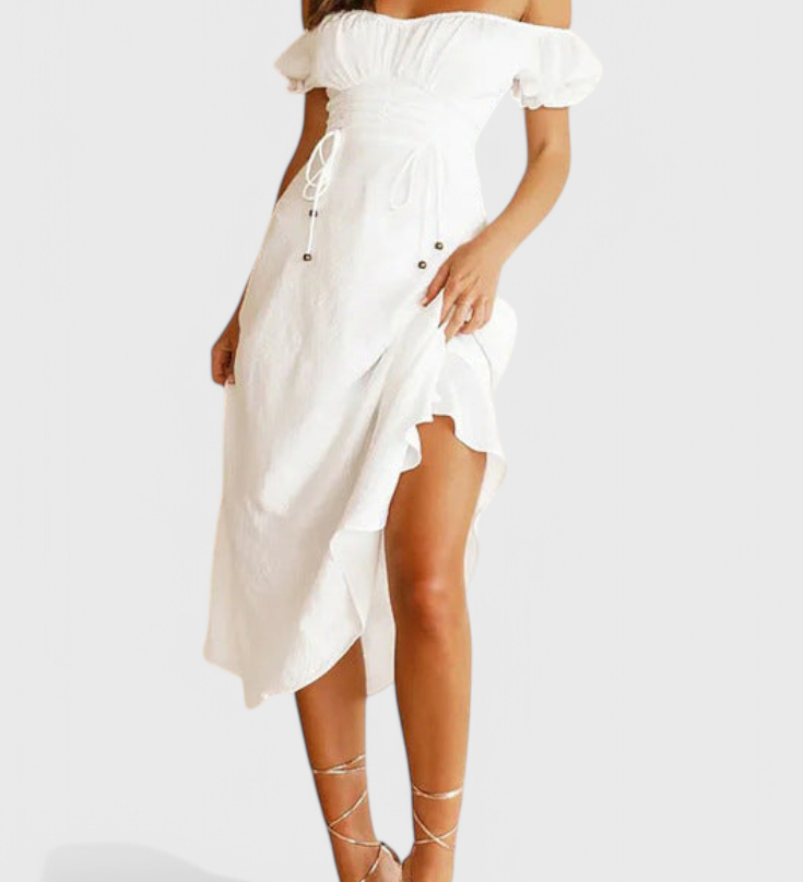 Robe Midi Lucia à Épaules Dégagées