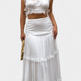 Ensemble Ilys Romantique avec Top en Dentelle et Jupe Maxi Flottante