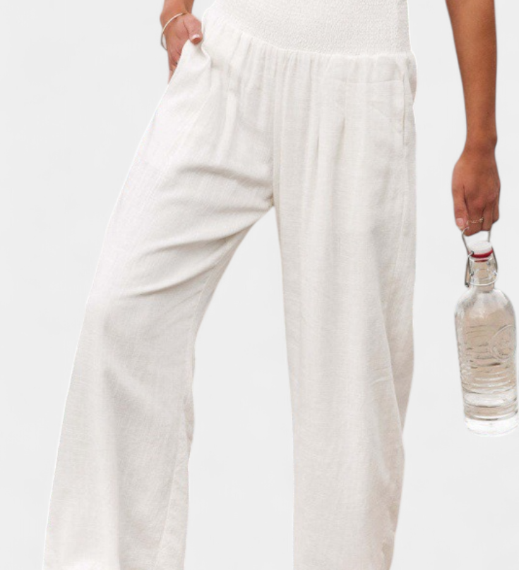 Pantalons Alexia en Coton et Lin avec Coupe Fluide et Élégance Naturelle