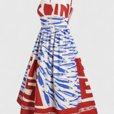 Robe Vintage Maricela avec Bretelles et Imprimé Sardine