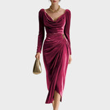 Sara™ | Robe en velours plissé flatteuse