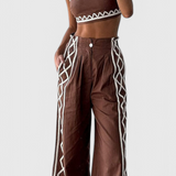 Top court imprimé zigzag Mirella et pantalon large