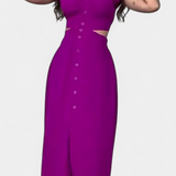 Robe Midi Griselda avec Boutons et Taille Découverte