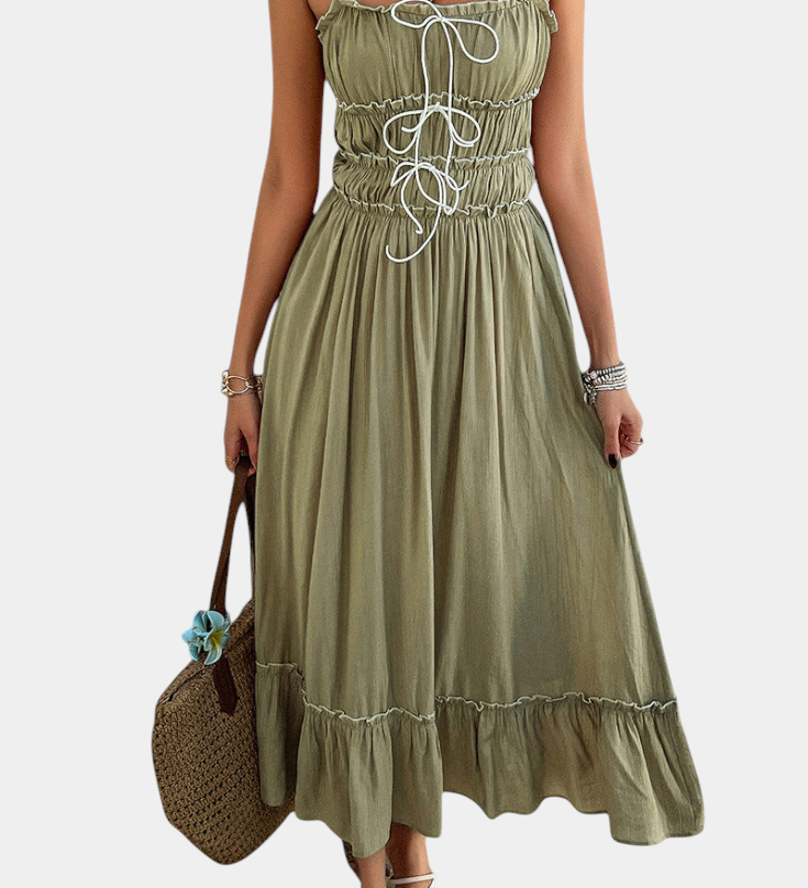 Robe A-Line avec Bretelles Luz et Ourlet Volant