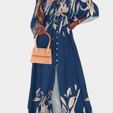 Robe Maxi Joelle Rainbow avec Décolleté en V et Manches Chauve-Souris