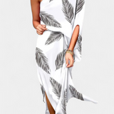 Robe Carlena à Épaule Dénudée avec Imprimé Romantique