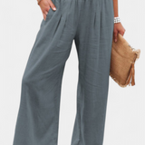 Pantalons Alexia en Coton et Lin avec Coupe Fluide et Élégance Naturelle