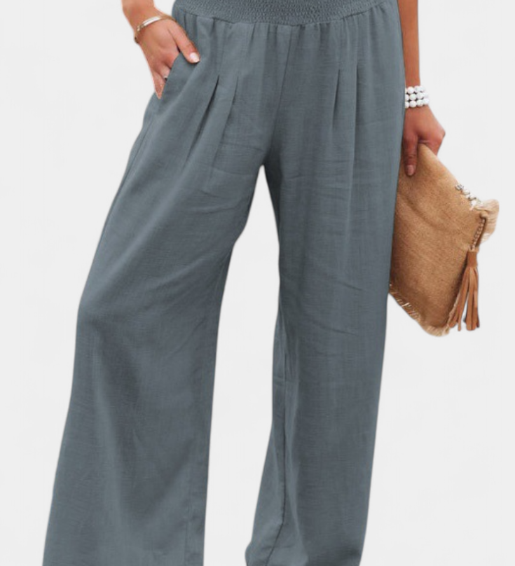 Pantalons Alexia en Coton et Lin avec Coupe Fluide et Élégance Naturelle