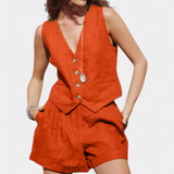 Ensemble Gilet et Shorts en Lin et Coton Jennifer