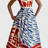 Robe Vintage Maricela avec Bretelles et Imprimé Sardine