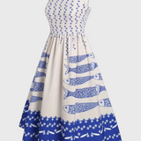 Robe Vintage Maricela avec Bretelles et Imprimé Sardine