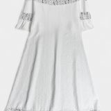 Robe en Lin Décontractée Karol avec Dentelle et Col Bateau