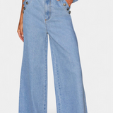 Ensemble Ludovica en Denim avec Gilet Ajusté et Jeans Évasés