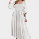 Robe Petra à Deux Niveaux avec Corsage Froncé et Manches Bouffantes