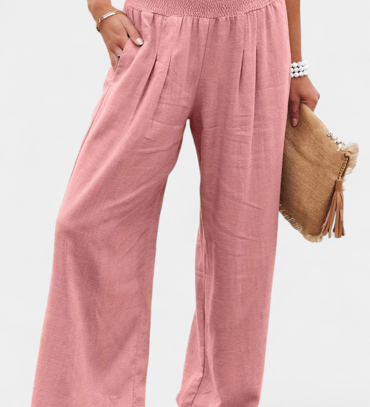 Pantalons Alexia en Coton et Lin avec Coupe Fluide et Élégance Naturelle