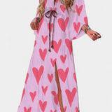 Robe Maxi Joelle Rainbow avec Décolleté en V et Manches Chauve-Souris