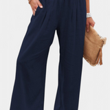 Pantalons Alexia en Coton et Lin avec Coupe Fluide et Élégance Naturelle