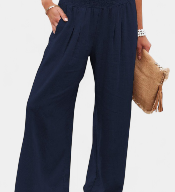 Pantalons Alexia en Coton et Lin avec Coupe Fluide et Élégance Naturelle