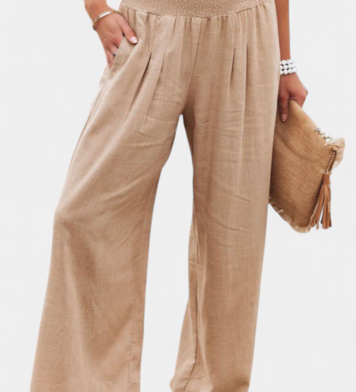 Pantalons Alexia en Coton et Lin avec Coupe Fluide et Élégance Naturelle