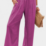 Pantalons Alexia en Coton et Lin avec Coupe Fluide et Élégance Naturelle