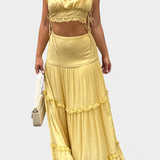 Ensemble Ilys Romantique avec Top en Dentelle et Jupe Maxi Flottante