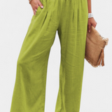 Pantalons Alexia en Coton et Lin avec Coupe Fluide et Élégance Naturelle