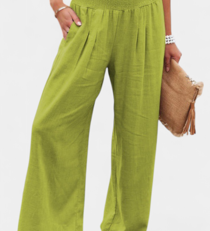 Pantalons Alexia en Coton et Lin avec Coupe Fluide et Élégance Naturelle