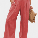 Pantalons Alexia en Coton et Lin avec Coupe Fluide et Élégance Naturelle