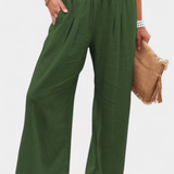 Pantalons Alexia en Coton et Lin avec Coupe Fluide et Élégance Naturelle