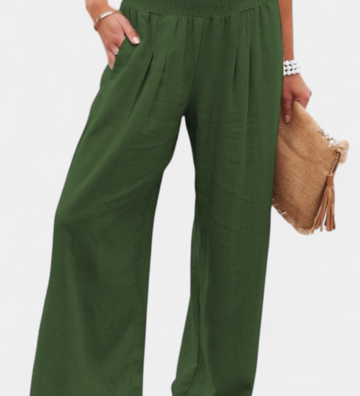 Pantalons Alexia en Coton et Lin avec Coupe Fluide et Élégance Naturelle