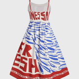 Robe Vintage Maricela avec Bretelles et Imprimé Sardine