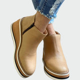 Celia | Bottines en cuir camel élégantes avec plateforme