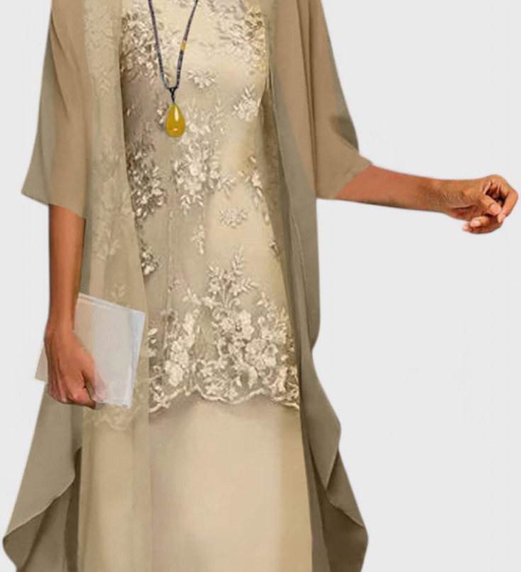 Ensemble de Robe en Chiffon Élégante Apolline au Design Intemporel