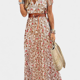 Robe d'été boho Anfisa avec ceinture et décolleté en V