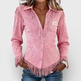 Marina™ | Blouse en Suède à Franges