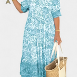 Robe Florale Bohémienne Elcira avec Décolleté en V et Volants