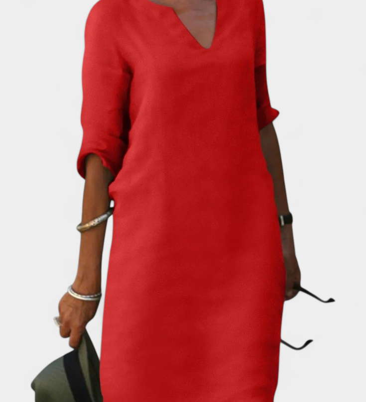 Robe Elowen avec décolleté en V et manches trois-quarts