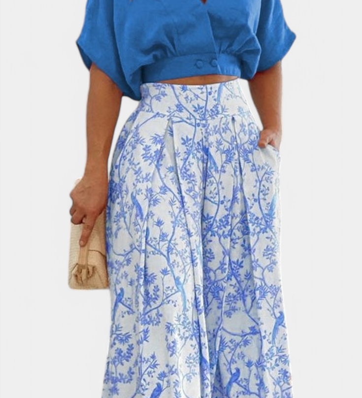 Ensemble Olivia Boho V-Cou et Pantalon Large