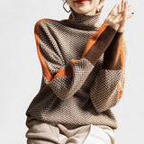 Isidora™ | Pull Herringbone Luxe Col Montant