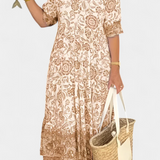 Robe Florale Bohémienne Elcira avec Décolleté en V et Volants