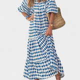 Robe Aroa Boho avec Imprimé Artistique et Silhouette Fluide