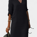 Robe Elowen avec décolleté en V et manches trois-quarts