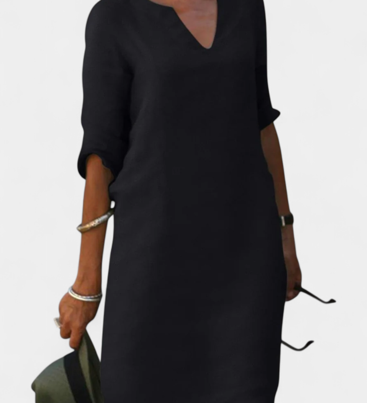 Robe Elowen avec décolleté en V et manches trois-quarts