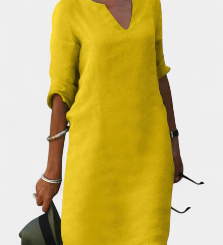 Robe Elowen avec décolleté en V et manches trois-quarts