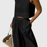 Ensemble Avelina Minimaliste en Coton et Lin Léger