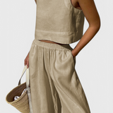 Ensemble Avelina Minimaliste en Coton et Lin Léger