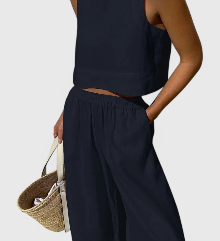 Ensemble Avelina Minimaliste en Coton et Lin Léger