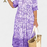 Robe Florale Bohémienne Elcira avec Décolleté en V et Volants